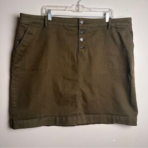 Talbots Plus Size 20W Khaki Button Fly Denim Skirt EUC